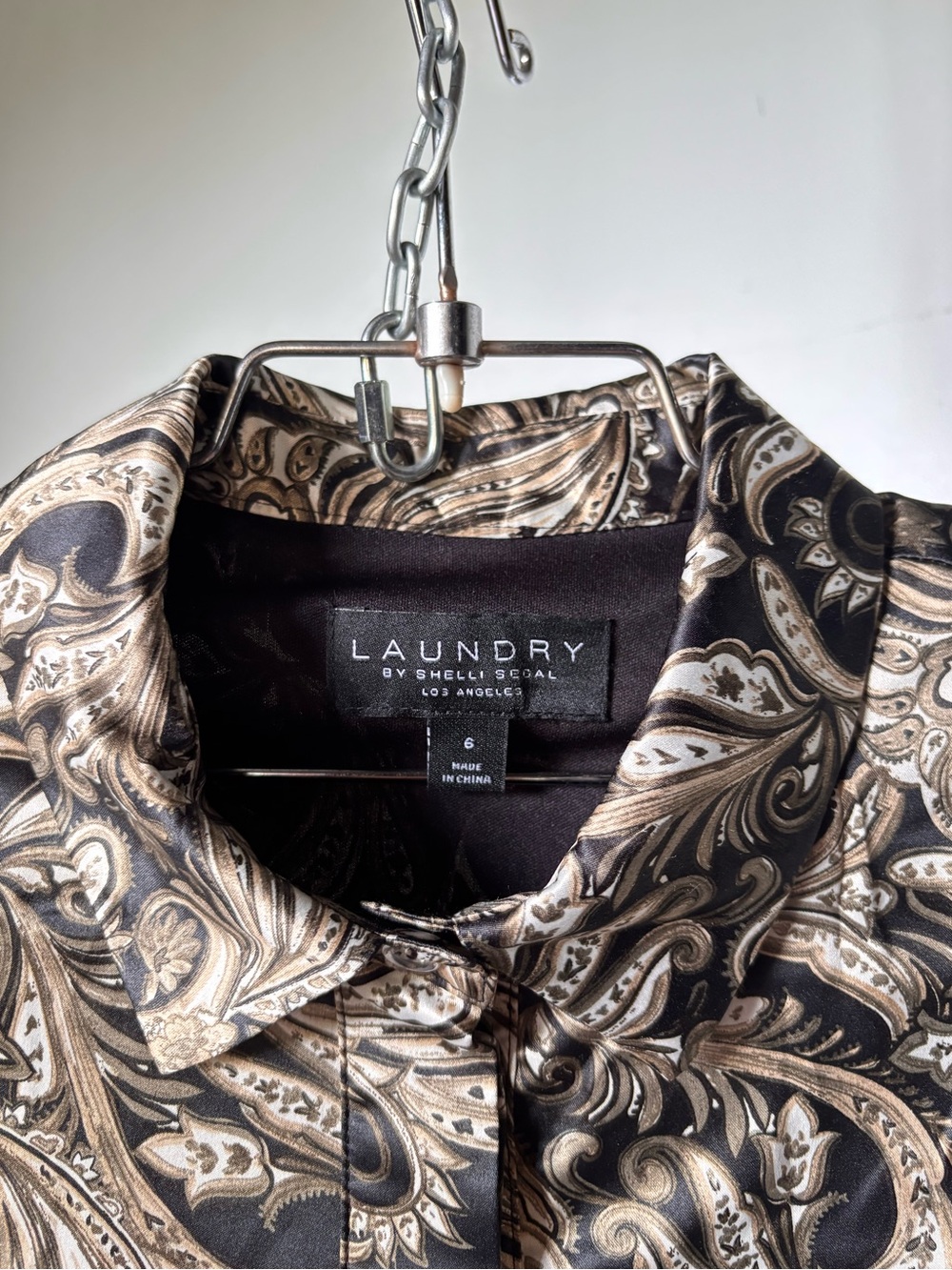 Laundry By Shelli Segal Mini Dress Paisley Print Ruffle Hem Olive/Black - Picture 3 of 11